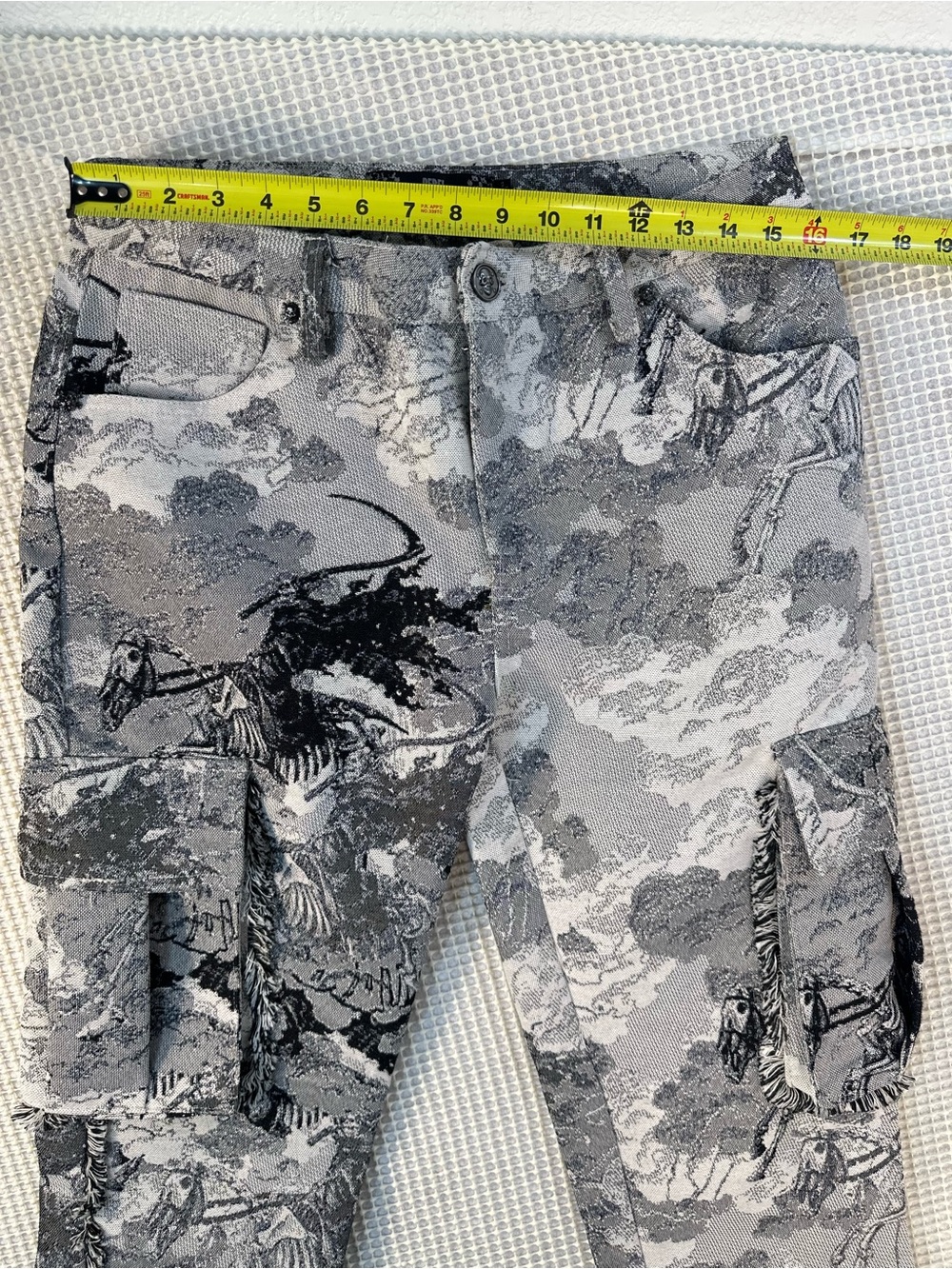 Rebel Vengeance Grim Reaper Skeleton Horse Tapestry Cargo Pants Grey Black 30 - Picture 6 of 12